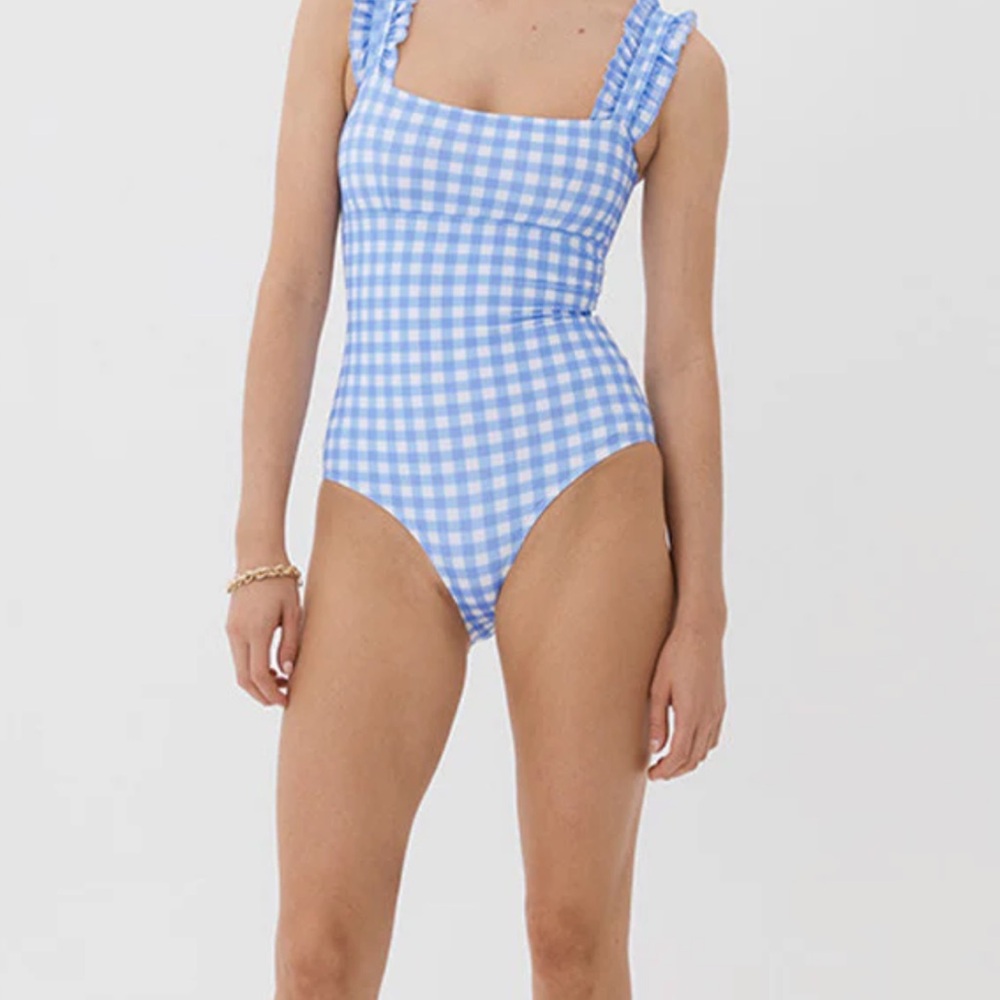 Ephemera Blue Gingham One Piece Swimsuit NWOT. Small